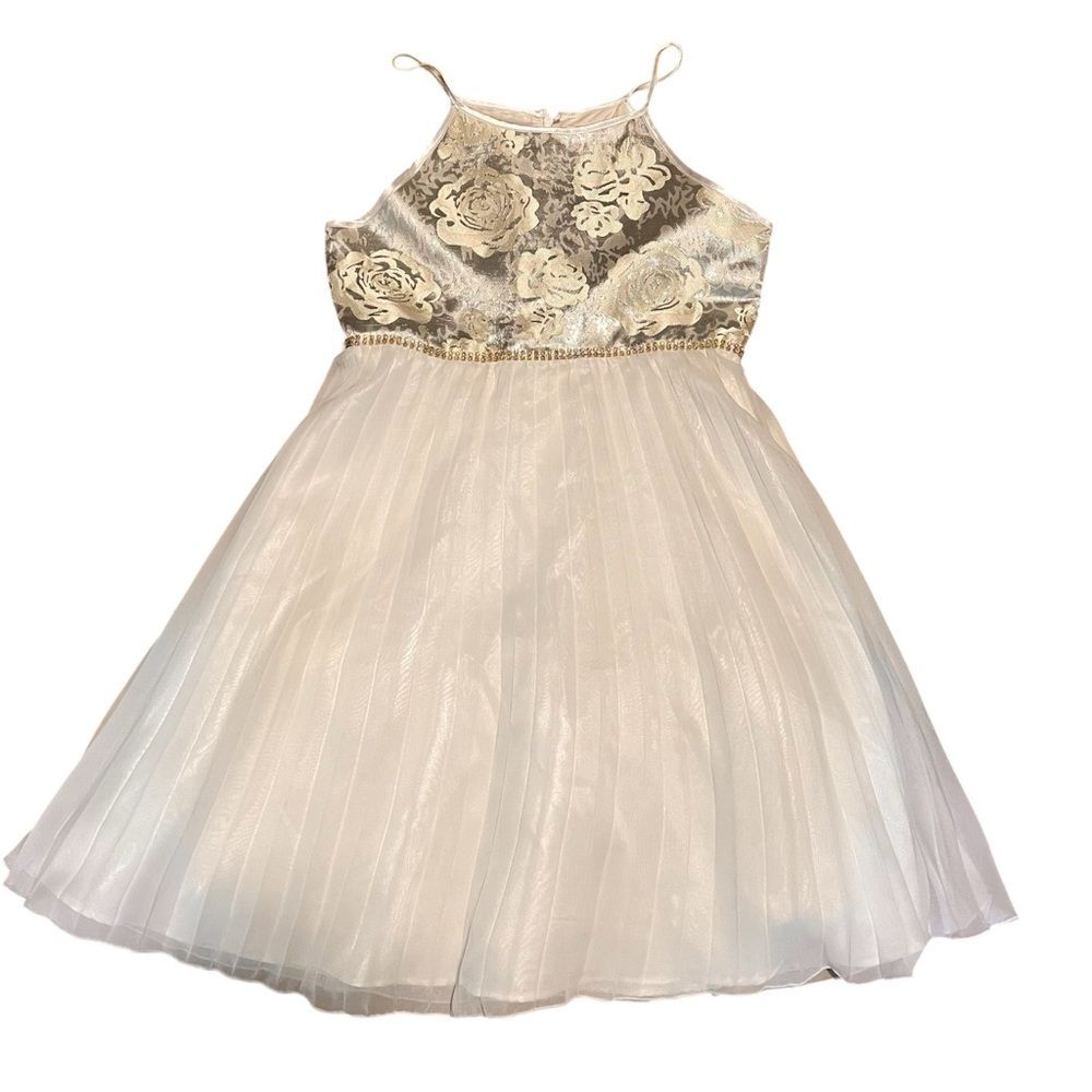 Emily West Girls Metallic Silver/Grey Sparkly Halter Dress Size 14